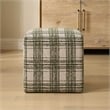 Pemberly Row Ireland Plaid Upholstered Round Ottoman in Forest Green