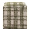 Pemberly Row Ireland Plaid Upholstered Round Ottoman in Forest Green
