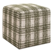 Pemberly Row Ireland Plaid Upholstered Round Ottoman in Forest Green
