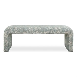 Pemberly Row Upholstered Spa Bench with Solid Wood Legs in Blue