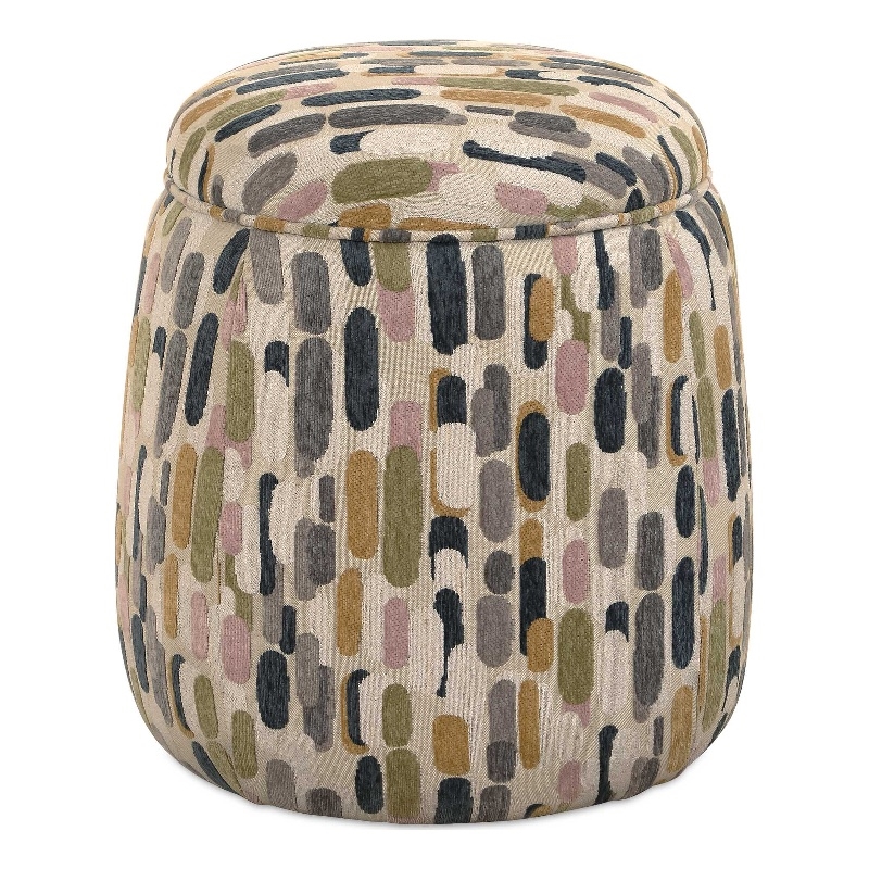 Pemberly Row Upholstered Tufted Round Ottoman in Multi-Color Pattern