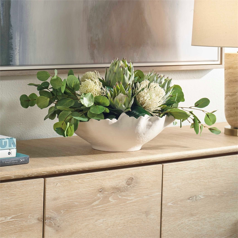 Pemberly Row Lifelike Succulent Centerpiece Arrangement with White Bowl