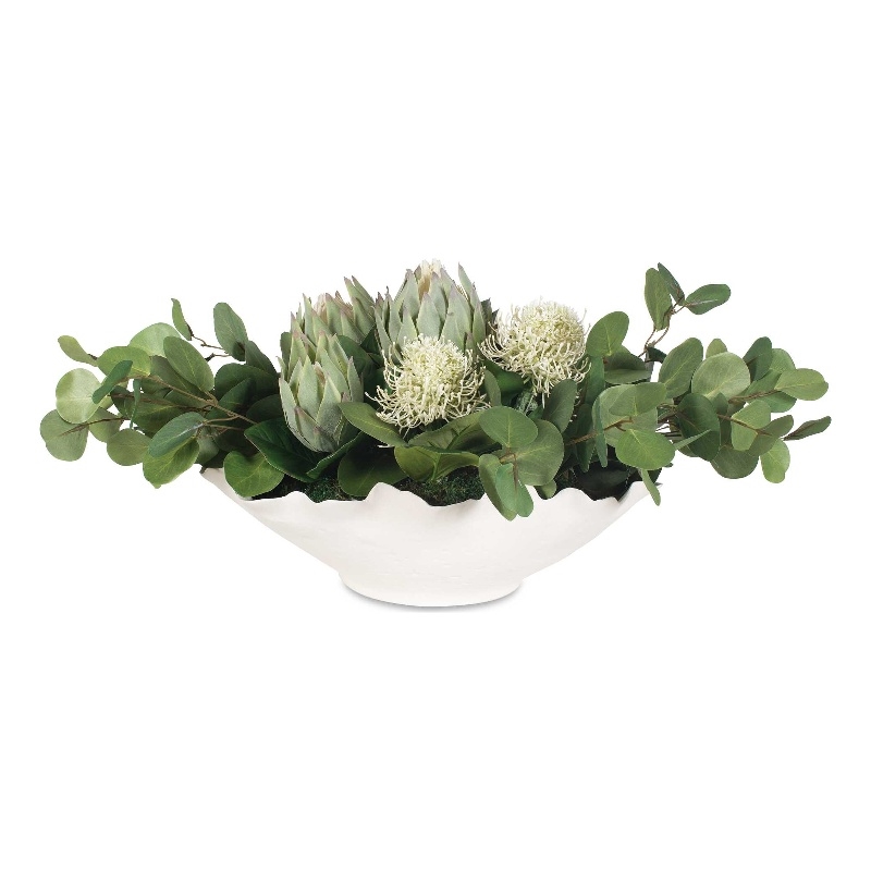 Pemberly Row Lifelike Succulent Centerpiece Arrangement with White Bowl