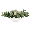 Pemberly Row Lifelike Succulent Centerpiece Arrangement with White Bowl