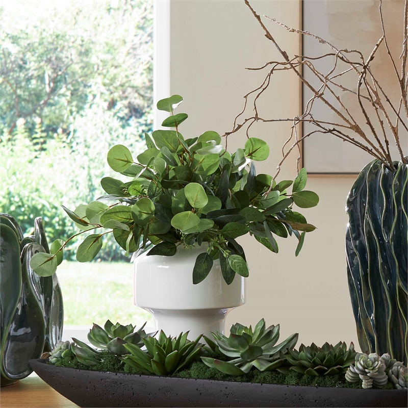 Pemberly Row Sculptural Decorative Accent Piece and Vase in White