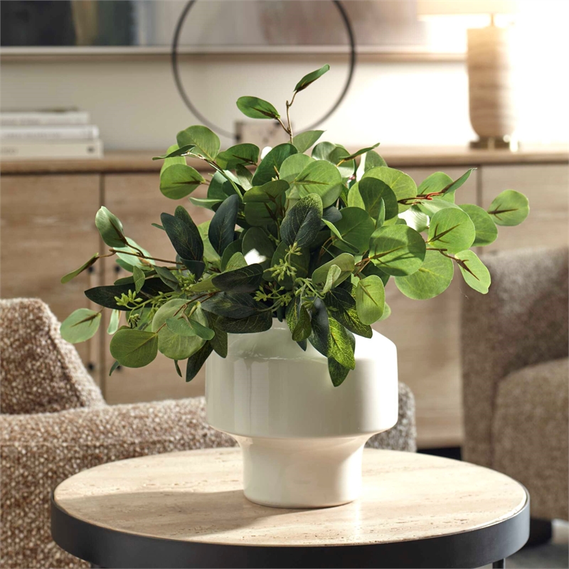 Pemberly Row Sculptural Decorative Accent Piece and Vase in White