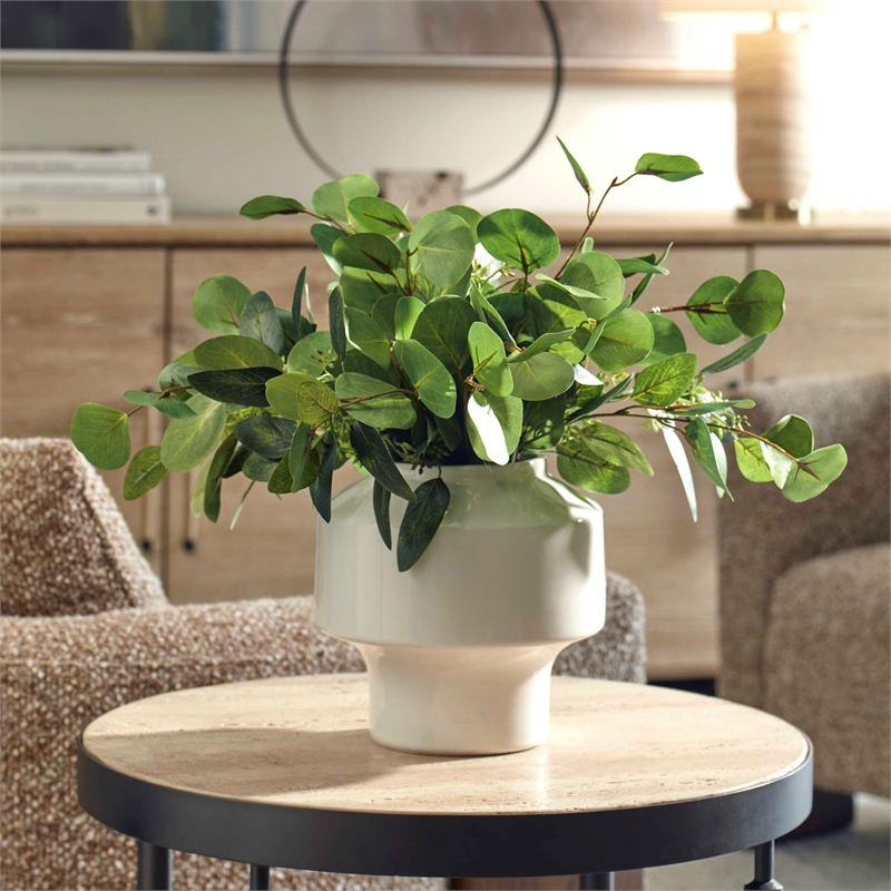 Pemberly Row Sculptural Decorative Accent Piece and Vase in White
