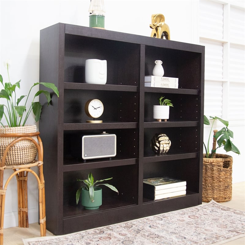 Pemberly Row 8 Shelf Double Wide Wood Bookcase 48