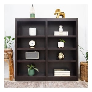 Pemberly Row 8 Shelf Double Wide Wood Bookcase 48&quotWx48&quotH in Espresso