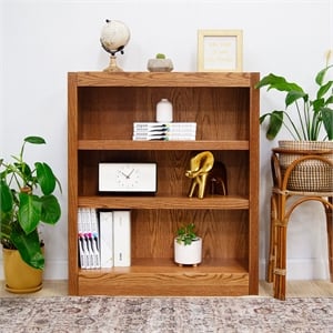 Pemberly Row 3 Shelf Wood Bookcase with 70 lb. Capacity 30&quotWx36&quotH in Oak