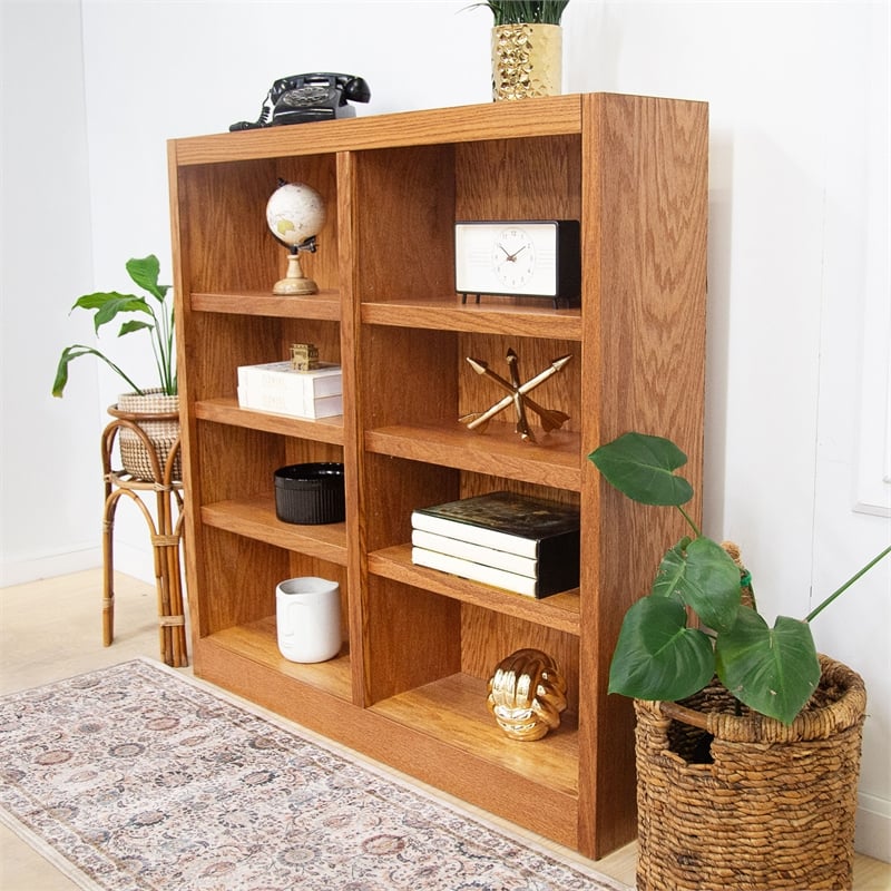 Pemberly Row 8 Shelf Double Wide Wood Bookcase 48