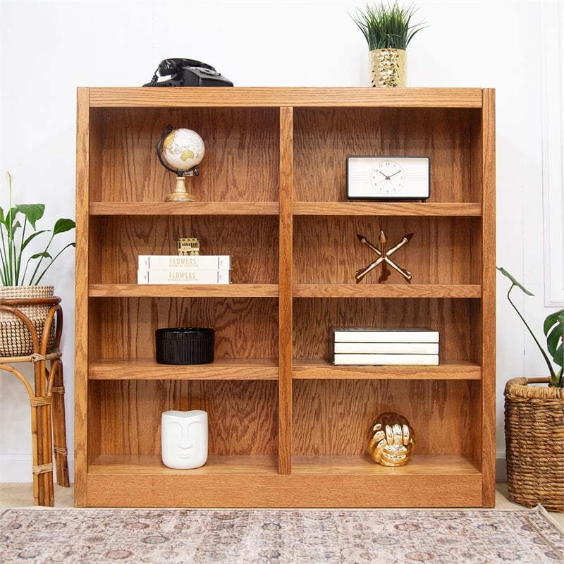 Pemberly Row 8 Shelf Double Wide Wood Bookcase 48