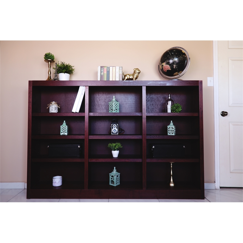 Pemberly Row 12 Shelf Double Wide Wood Bookcase 72