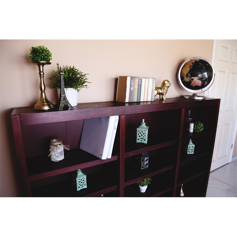 Pemberly Row 12 Shelf Double Wide Wood Bookcase 72