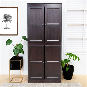 Pemberly Row 5 Shelf Storage Cabinet with Doors 30&quotWx72&quotH in Espresso