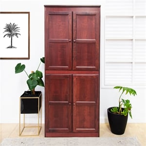 Pemberly Row 5 Shelf Storage Cabinet with Doors 30&quotWx72&quotH in Cherry