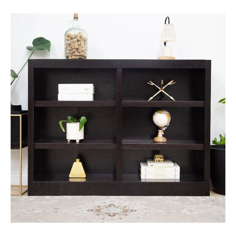 Pemberly Row 6 Shelf Double Wide Wood Bookcase 48