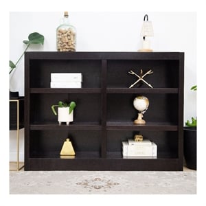 Pemberly Row 6 Shelf Double Wide Wood Bookcase 48&quotWx36&quotH in Espresso