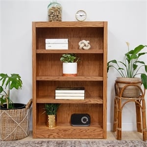 Pemberly Row 4 Shelf Single Wide Wood Bookcase 30&quotWx48&quotH in Oak