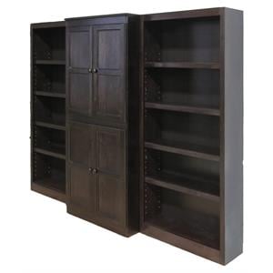 Pemberly Row 15 Shelf Bookcase Wall with Doors 91&quotWx72&quotH in Espresso