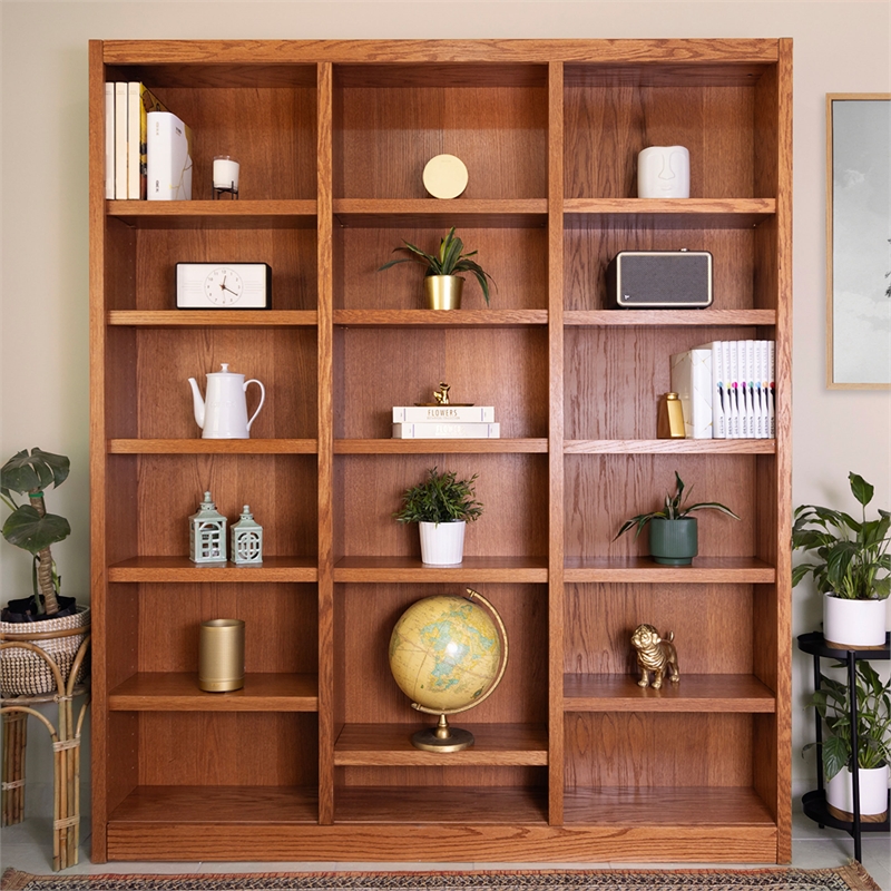 Pemberly Row 18 Shelf Triple Wide Wood Bookcase 72