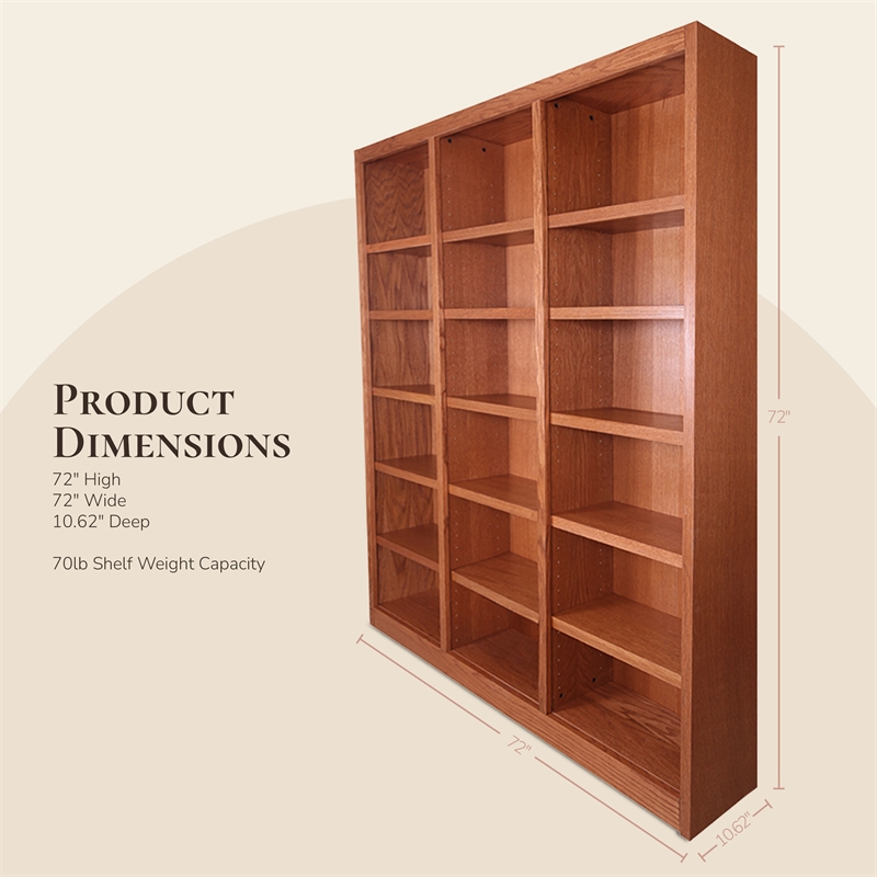 Pemberly Row 18 Shelf Triple Wide Wood Bookcase 72