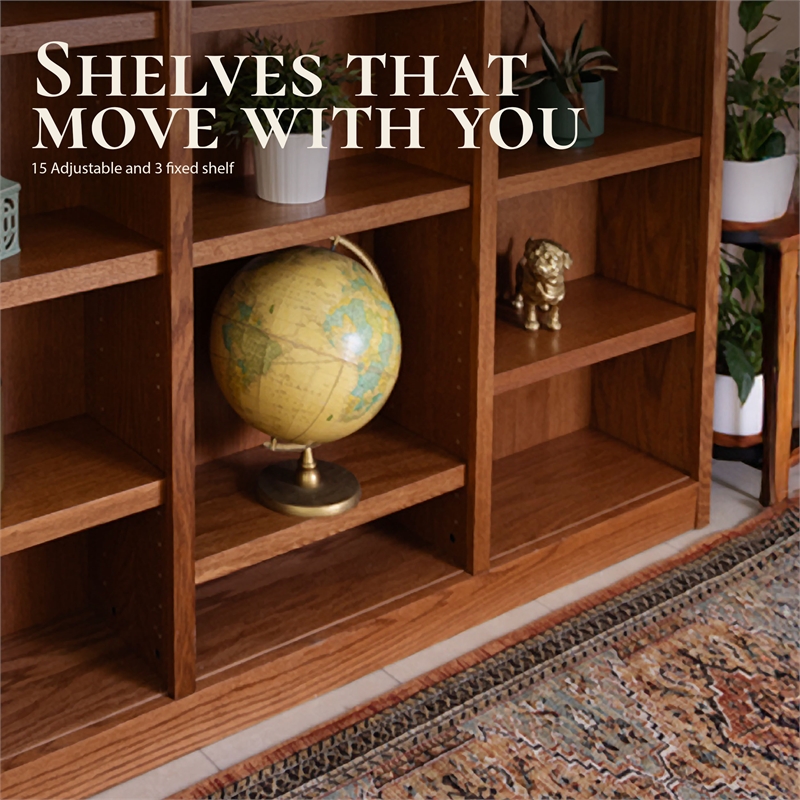 Pemberly Row 18 Shelf Triple Wide Wood Bookcase 72