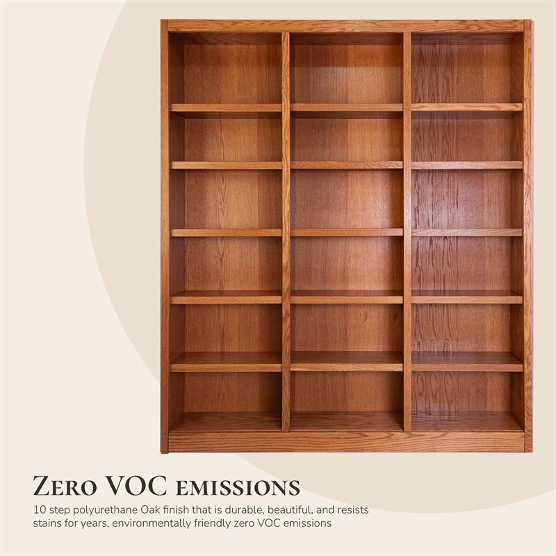 Pemberly Row 18 Shelf Triple Wide Wood Bookcase 72