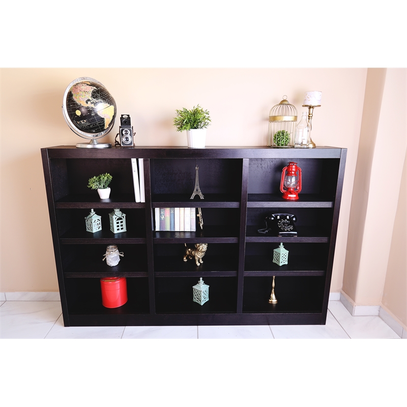 Pemberly Row 12 Shelf Double Wide Wood Bookcase 72