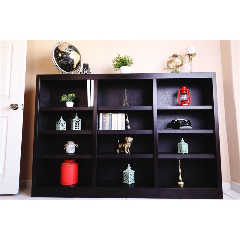 Pemberly Row 12 Shelf Double Wide Wood Bookcase 72