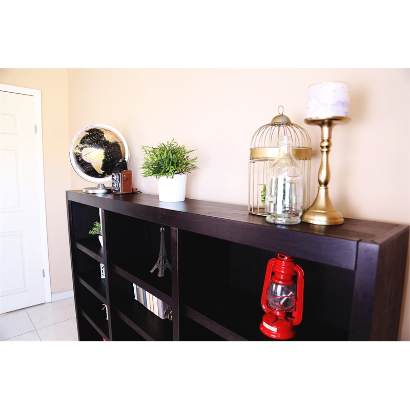 Pemberly Row 12 Shelf Double Wide Wood Bookcase 72