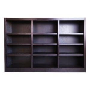 Pemberly Row 12 Shelf Double Wide Wood Bookcase 72&quotWx48&quotH in Espresso