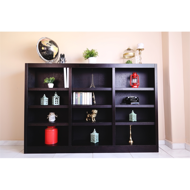 Pemberly Row 12 Shelf Double Wide Wood Bookcase 72