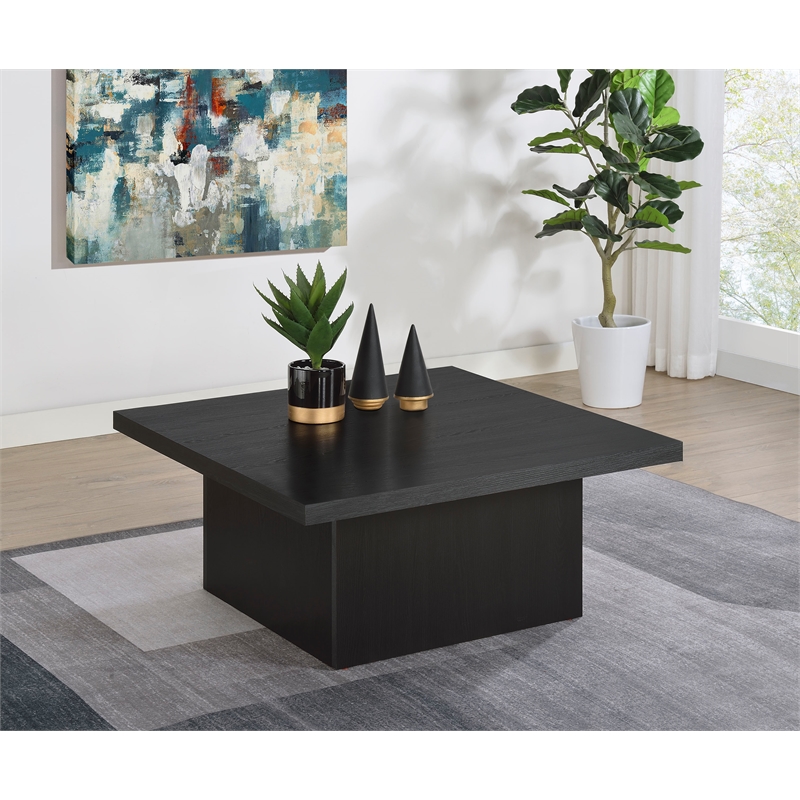 Pemberly Row Engineered Wood Square Cocktail Coffee Table in Black