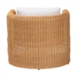 Pemberly Row Handwoven Natural Rattan Barrel Armchair with Cushion
