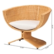 Pemberly Row Handwoven Natural Rattan Lounge Chair with Removable Cushion