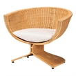 Pemberly Row Handwoven Natural Rattan Lounge Chair with Removable Cushion