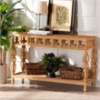 Pemberly Row Handwoven Natural Rattan Console Table with Open Shelf
