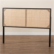 Pemberly Row Black Bayur Wood and Natural Rattan Queen Headboard