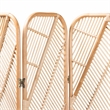 Pemberly Row Natural Brown Rattan Trifold Room Divider with Geometric Design