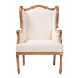 Pemberly Row Fabric and Bayur Wood Accent Chair in Beige and Honey Oak