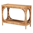 Pemberly Row 1-Shelf Rattan Console Table in Light Honey Brown