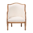 Pemberly Row Beige Fabric and Honey Oak Bayur Wood Accent Chair