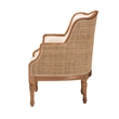Pemberly Row Beige Fabric and Honey Oak Bayur Wood Accent Chair
