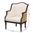 Pemberly Row Beige Fabric and Dark Brown Bayur Wood Accent Chair with Rattan
