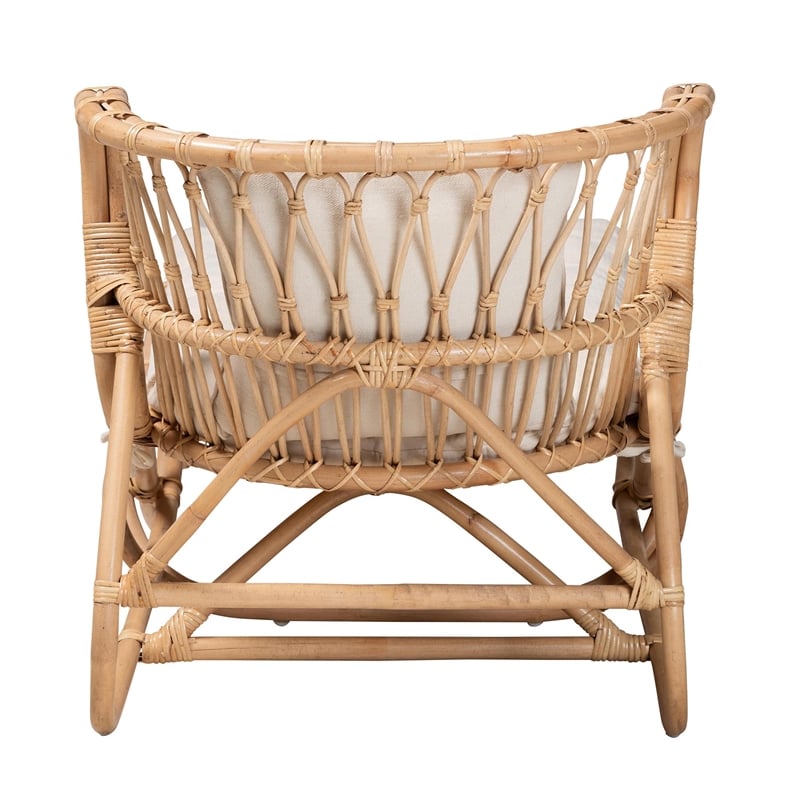 Pemberly Row Natural Brown Rattan Chaise with Removable Cushion