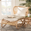 Pemberly Row Natural Brown Rattan Chaise with Removable Cushion