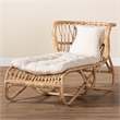 Pemberly Row Natural Brown Rattan Chaise with Removable Cushion