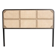 Pemberly Row Black Bayur Wood and Rattan Queen Headboard with Woven Panel