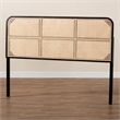 Pemberly Row Black Bayur Wood and Rattan Queen Headboard with Woven Panel